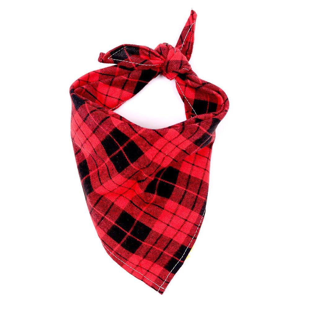 Plaid Pattern Dog Bandana Scarf - PawPlaza