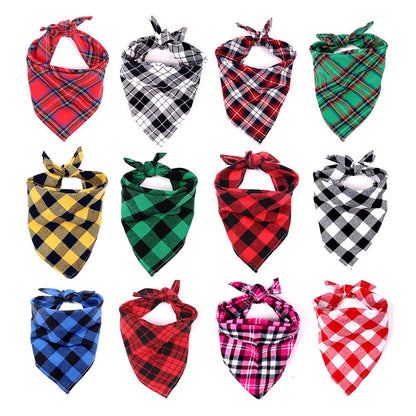 Plaid Pattern Dog Bandana Scarf - PawPlaza