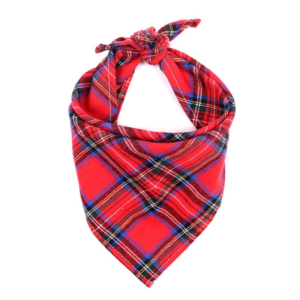 Plaid Pattern Dog Bandana Scarf - PawPlaza