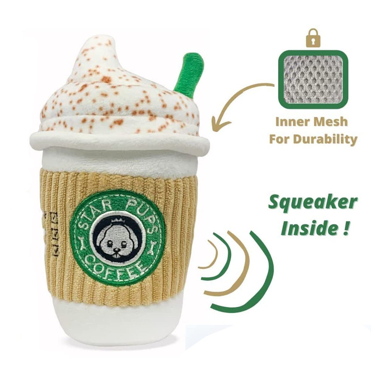 Pup Cup Squeaky Coffee Toy - PawPlaza