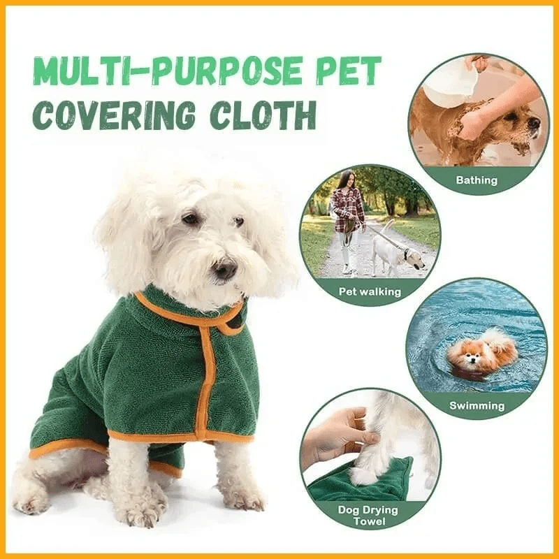 Quick Dry Microfiber Dog Bathrobe Coat - PawPlaza