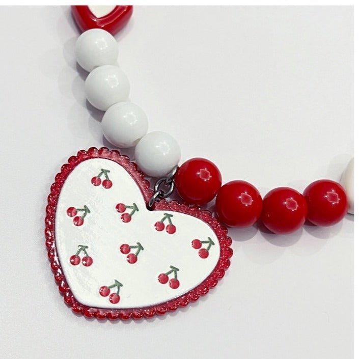 Red Heart Bead Necklace - PawPlaza