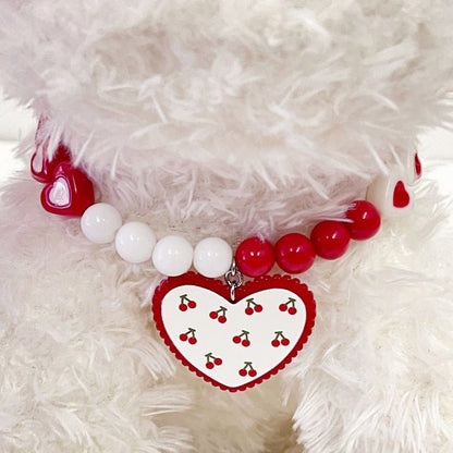 Red Heart Bead Necklace - PawPlaza