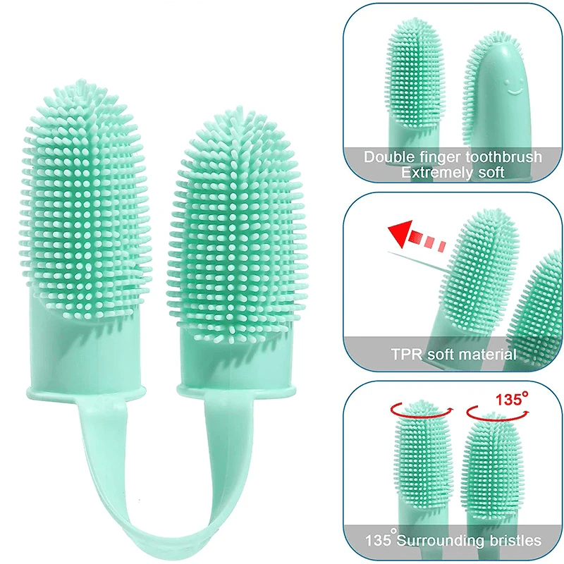 Silicone Two Finger Pet Toothbush - PawPlaza