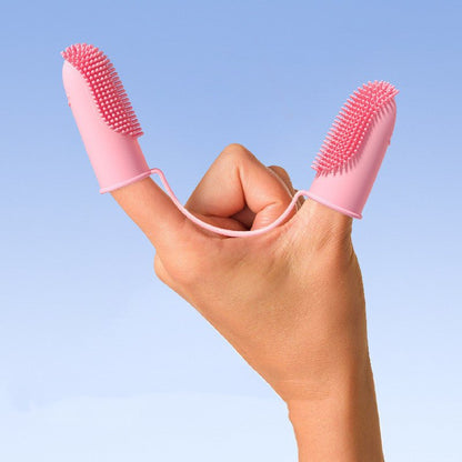 Silicone Two Finger Pet Toothbush - PawPlaza