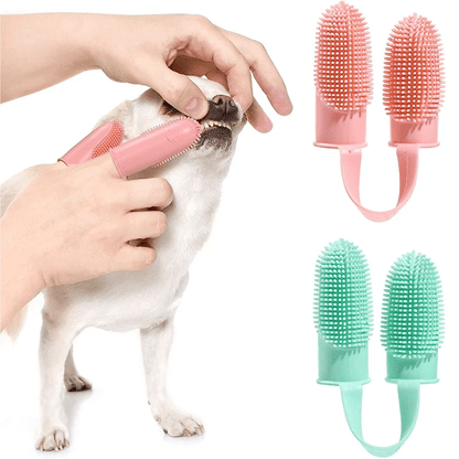 Silicone Two Finger Pet Toothbush - PawPlaza
