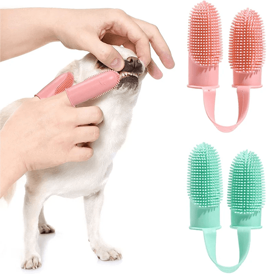 Silicone Two Finger Pet Toothbush - PawPlaza
