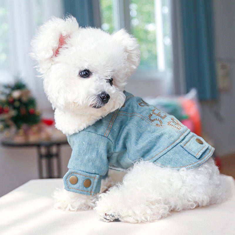 Snuggly Fleece Collar Denim Jacket - PawPlaza