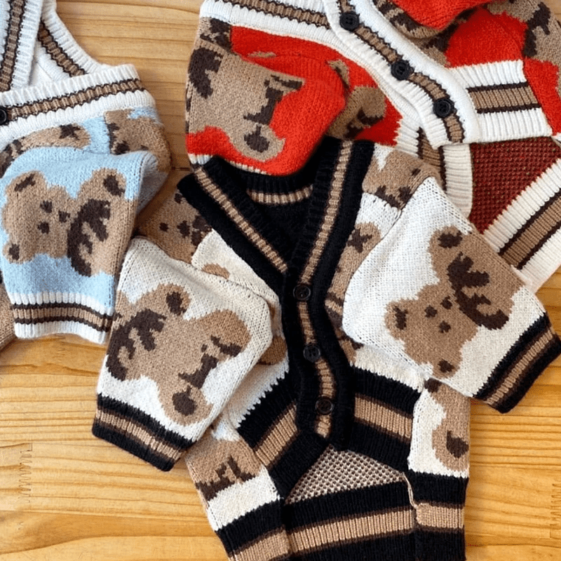 Soft Knitted Bear Cardigan - PawPlaza