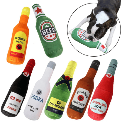 Squeaky Pet Liquor Plush - PawPlaza