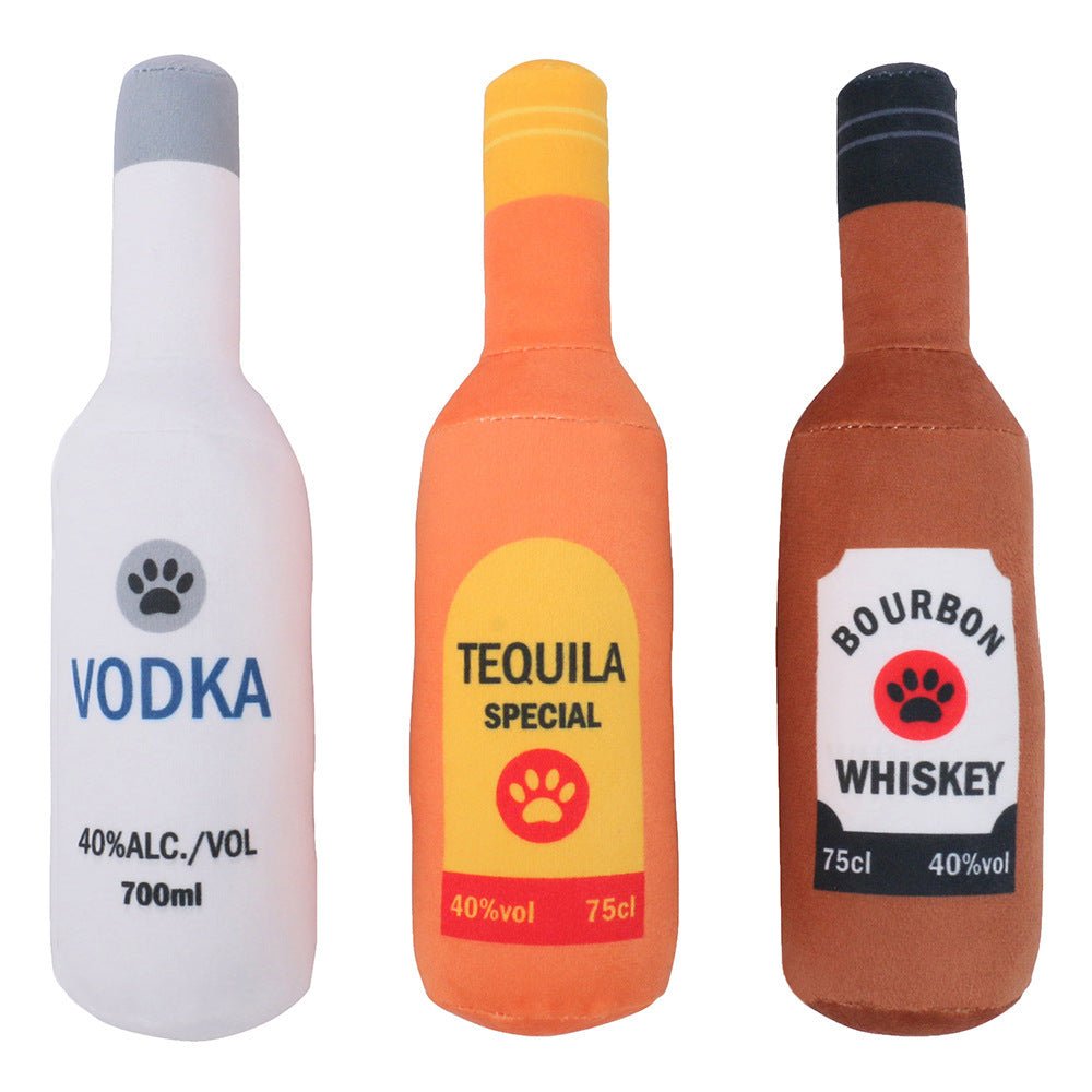 Squeaky Pet Liquor Plush - PawPlaza