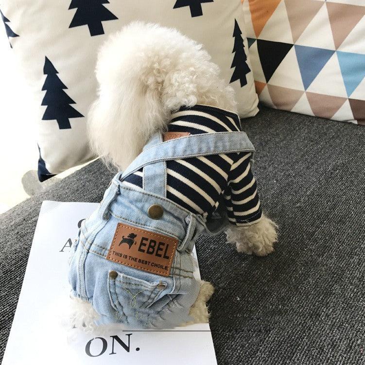 Vintage Denim Suspender Pants - PawPlaza