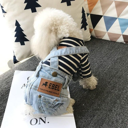 Vintage Denim Suspender Pants - PawPlaza