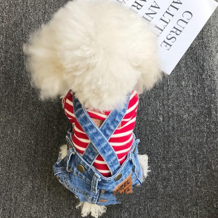 Vintage Denim Suspender Pants - PawPlaza